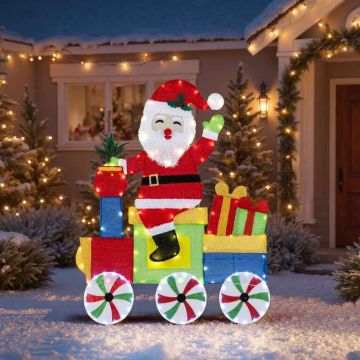 Santa Claus Train with 133 LED Lights, Metal, Weatherproof
