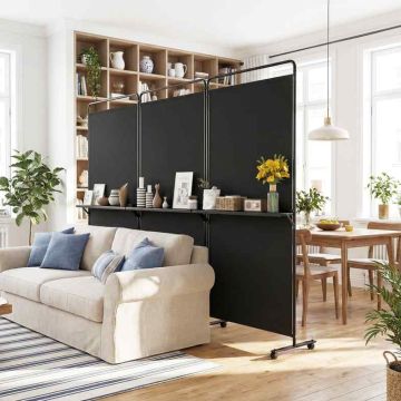 Room divider, 3 sections, 3 shelves, 102 × 17.5 × 74 inches