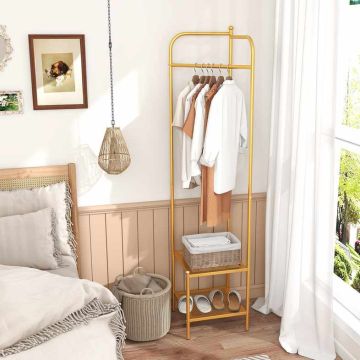 Corner clothes rack, with 2 shelves, 42.5 × 193.5 × 42.5 cm