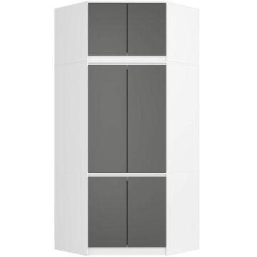 Nurgariidekapp AKORD S100, 6 ust, Valge/hall, 100/100 × 235 × 50 cm