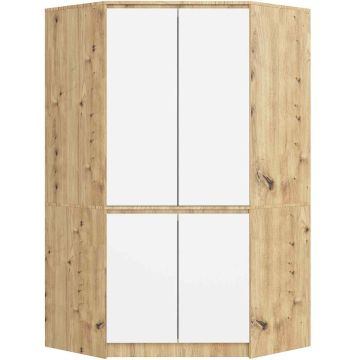 Nurgaga riidekapp S100 CLP, 4 uksega, pruuni-valge, 100 × 180 × 50 cm