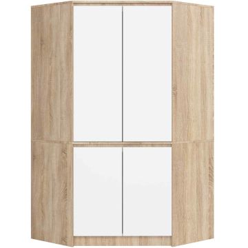 Nurgaga riidekapp S100 CLP, 4 uksega, pruuni-valge, 100 × 180 × 50 cm