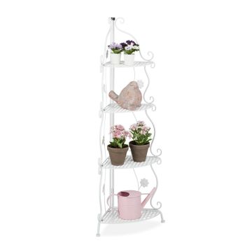 Nurgapealne lillealus Relaxdays, 4 riiulit, Valge, 31 × 113,5 × 31 cm