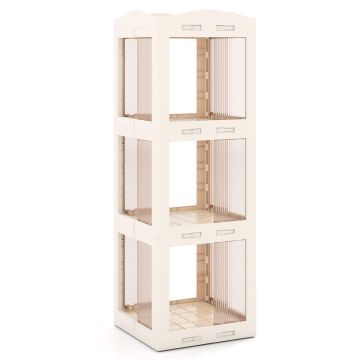 Corner bookshelf, 3-tier, 360° rotatable, White, 36.83 × 107.95 × 35.56 cm