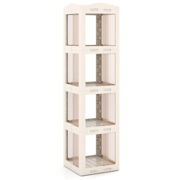 Corner Bookshelf, 4-Tier, 360° Rotating, White, 36.83 × 142.24 × 35.56 cm