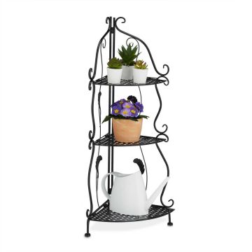 Nurgariiul Relaxdays 10047167.0, 3 riiulit, Must, 30 × 82,5 × 30 cm