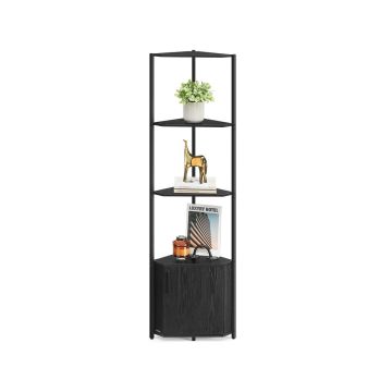 Corner shelf with storage box VASAGLE, 5 tiers, Black, 44.5 × 147.3 × 25.4 cm