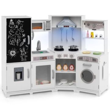 Corner wooden children's play kitchen, corner, with lights and sounds, 132.08 × 91.44 × 46.99 cm