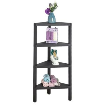 Corner freestanding shelf, 4 shelves, Black, 46 × 99 × 25 cm