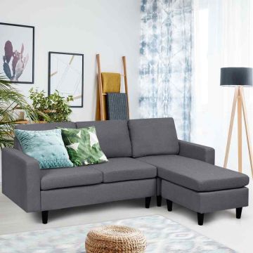 Corner sofa, with movable section and footrest, 199 × 78 × 126 cm