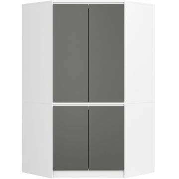Nurgariidekapp S100 4D CLP, 4 uksega, valge/hall, 100 × 180 × 50 cm
