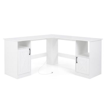 Corner Desk, L-Shaped, White, 150 × 150 × 76 cm
