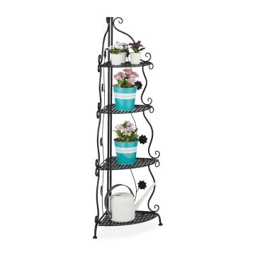 Nurgapealne lillealus Relaxdays, 4 riiulit, Must, 31 × 113,5 × 31 cm