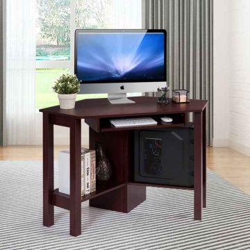 Corner computer desk, 1 drawer, 3 cabinets, 2 shelves, 120.7 × 77.5 × 61.5 cm