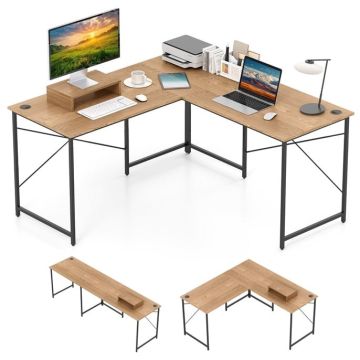 Corner computer desk, L-shaped and straight, 150 × 150 × 60 cm