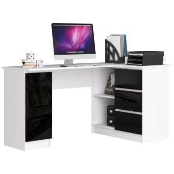 Nurgaga kirjutuslaud B20 CLP, parempoolne, 3 sahtlit, valge ja must, 155 × 77 × 85 cm
