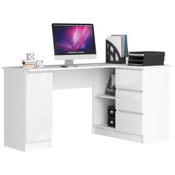 Nurgaga kirjutuslaud B20 CLP, parempoolne, 3 sahtlit, valge, 155 × 77 × 85 cm