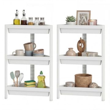 Corner shelf set, 2 pcs., 3 tiers, White, 25.4 × 67.31 × 44.45 cm