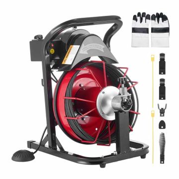 Kanalisatsiooni puhastusmasin VEVOR RC-9002L, automaatne etteanne, 4 lõikurit, 435 × 340 × 550 mm