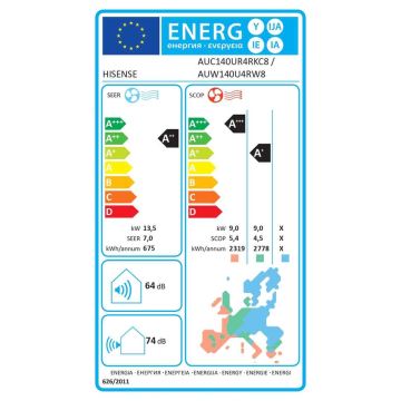 Kassett-tüüpi õhukonditsioneeri siseosa Hisense AUC140UR4RKC8, 13,5/16,0 kW