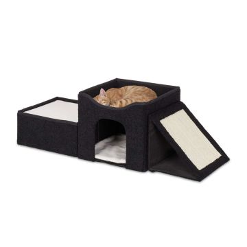 Домик для кошки Relaxdays 10045064.0, с укрытием и когтеточкой, 41 × 36,5 × 112 см