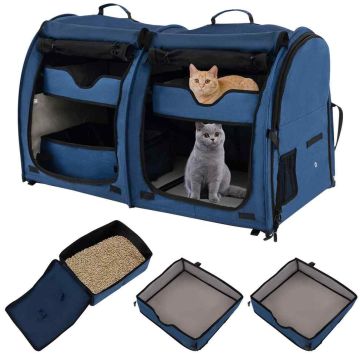 Cat Carrier, 2 Compartments, 2 Hammocks, 40 × 23 × 24 inches