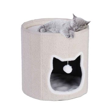 Кошачья пещера Relaxdays 10047873.0, с подушкой и подвесной игрушкой, Ø 39 × 40 см