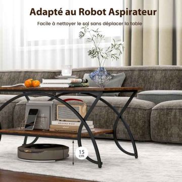Coffee table, 2-tier, Brown/black, 100 × 50 × 45 cm