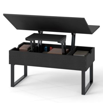 Coffee table, 3-in-1, with 3 storage compartments, Black/white, 100 × 50 × 49 cm