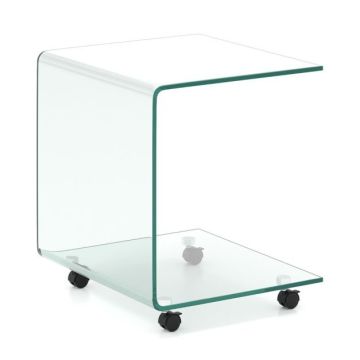 Coffee table, C-shaped, with 4 casters, Clear, 45 × 40 × 48 cm