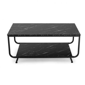 Coffee table, two-tier, Black, 105 × 55 × 46 cm