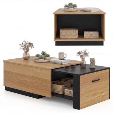Coffee table, extendable, with storage compartment, Multicolored, 80 × 37 × 60 cm