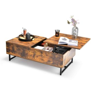 Coffee table, liftable, with storage compartment, Brown, 110 × 60 × 38 cm