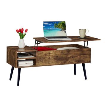 Kohvilaud Relaxdays 10051466_695, Hoiuruumi ja lahtikäiva lauaplaadiga, 100 × 46 × 40 cm