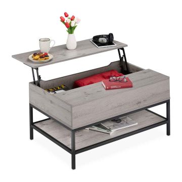 Diivanilaud Relaxdays, hoiuruumiga, hall/must, 90 × 45,5 × 60 cm