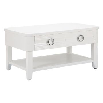 Diivanilaud Shine, 2 sahtlit ja riiul, Valge, 90 × 47 × 60 cm