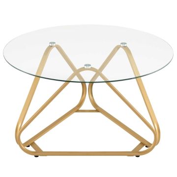 Coffee table, glass, Gold, Ø 80 × 45.5 cm