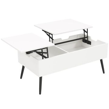 Diivanilaud, 2 peidetud hoiuruumiga, Valge/must, 100 × 50 × 43,6 cm
