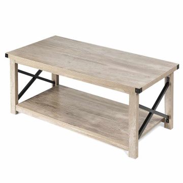 Coffee table, with lower shelf, Grey, 110.49 × 49.53 × 45.72 cm