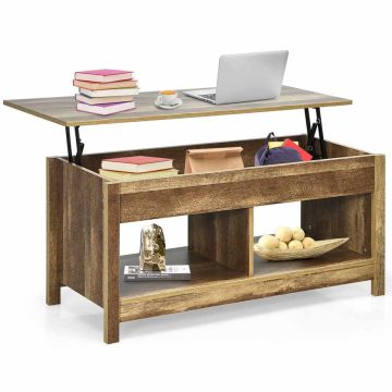 Coffee table, with open shelves, 43 × 19 × 20 in