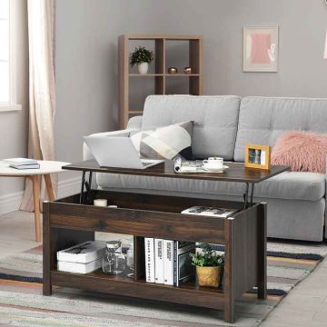 Coffee table, with hidden storage compartment, Brown, 109 × 47 × 50 cm