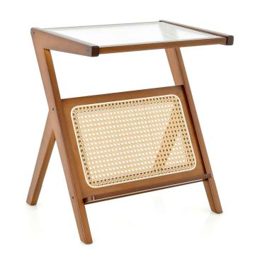 Coffee table, with magazine rack, Brown/natural, 49.53 × 55.88 × 35.56 cm