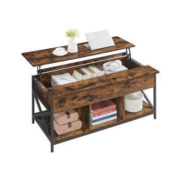 Diivanilaud VASAGLE LCT205B01, Reguleeritav kõrgus, avatud ja peidetud hoiuruum, pruun ja must, 60 × 120 × (48–62) cm