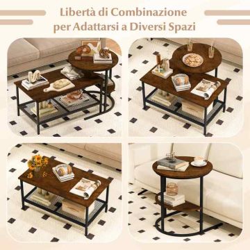 Coffee table set, 2 tables, Brown/black