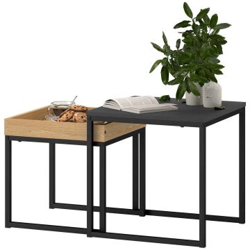 Kohvilaudade komplekt, 2 tk, Must, 45 × 45 × 45 cm ja 40 × 40 × 40 cm