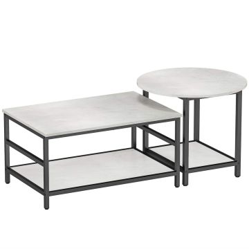 Diivanilaudade komplekt, 2 tk, Must/Valge