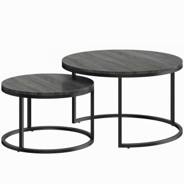 Kohvilaudade komplekt, 2 tk, Must, 78,5 × 78,5 × 46,5 cm