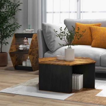 Coffee table set, 2 pcs, Black/brown, 76.2 × 152.4 × 127 cm