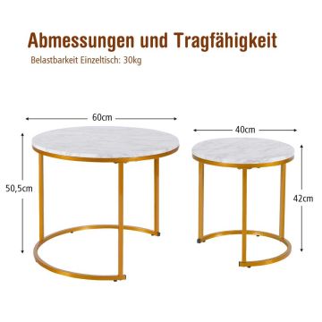 Coffee table set, 2 pcs, Ø 60 × 52 cm; Ø 40 × 44 cm