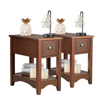 Coffee table set, 2 pcs. with drawer and shelf, 33.02 × 58.42 × 55.88 cm